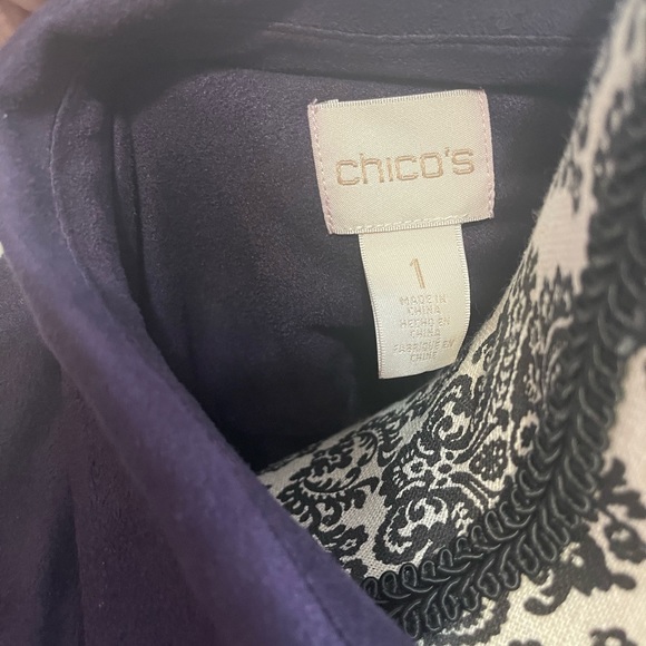 Chico’s faux suede purple button up blouse. - Picture 4 of 4
